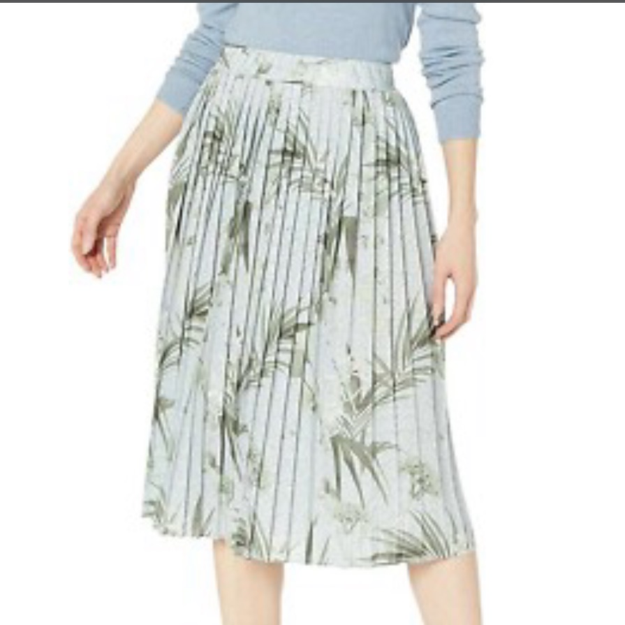 Ted Baker London Pleated Floral Print Midi Skirt In Light Blue And Green Size 3